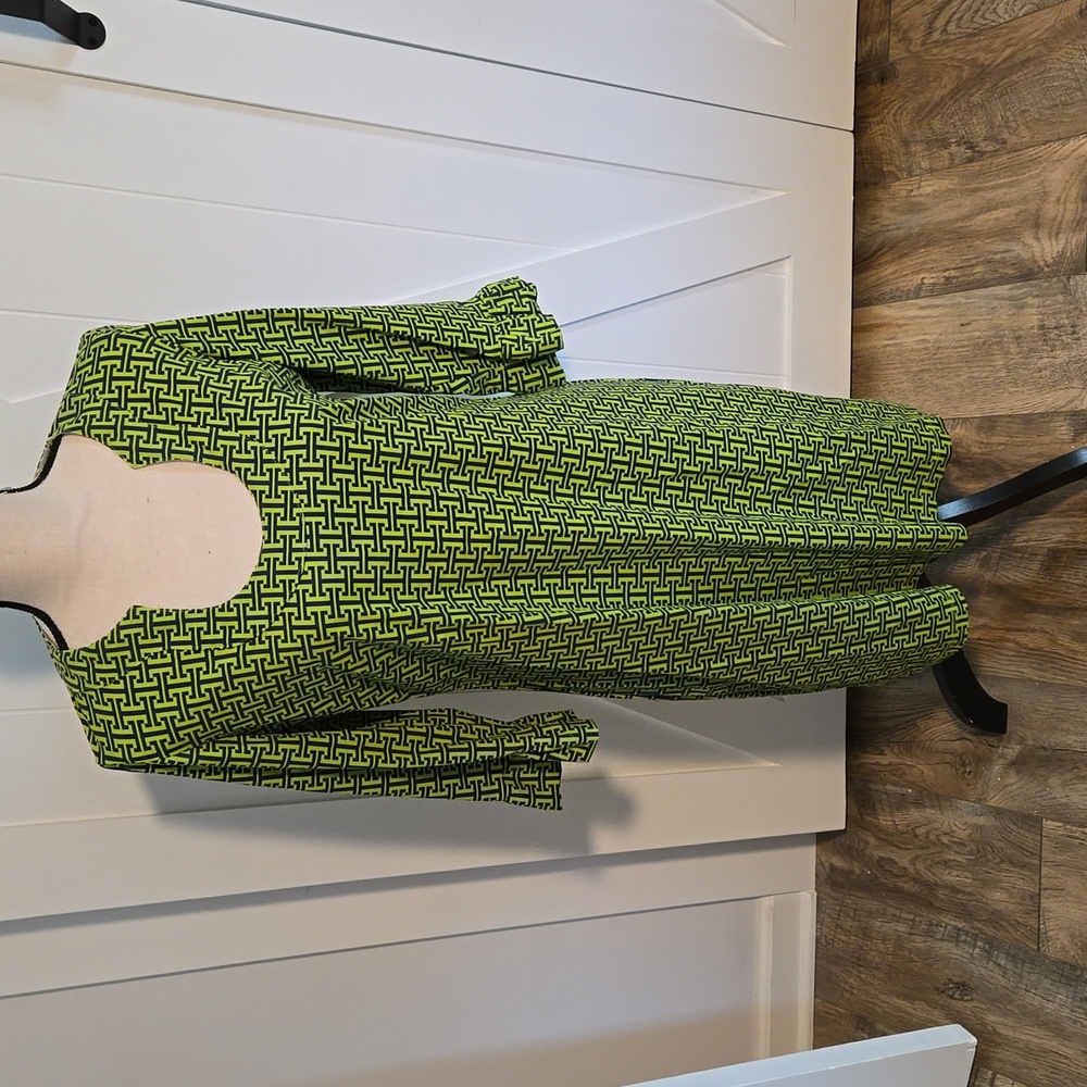 Katherine Way Lime Green & Navy Ruffle Dress